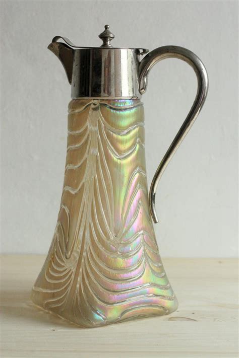 Iridescent Art Glass Pitcher Art Nouveau Iridescent Glass Etsy Glass Art Iridescent Glass