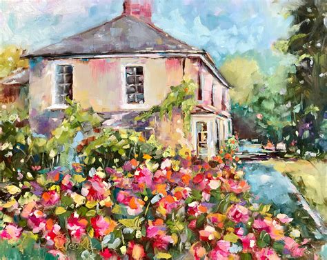 Original Painting Country Home And Garden 16x20x18 Garden Painting