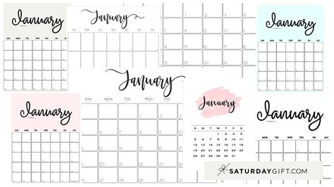 Cute And Free Printable January 2022 Calendar Saturdayt