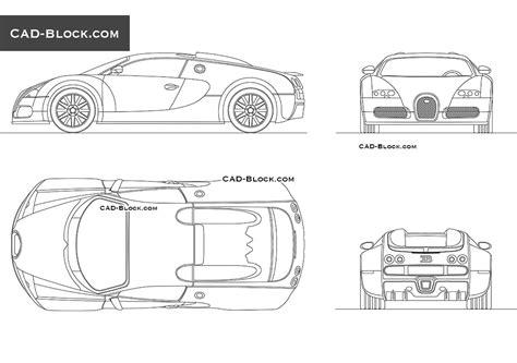 Bugatti Veyron Cad Block Autocad Drawings Free Download Front Rear