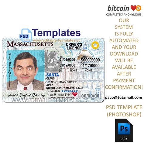 Massachusetts Driving Licence Template Editable Templates
