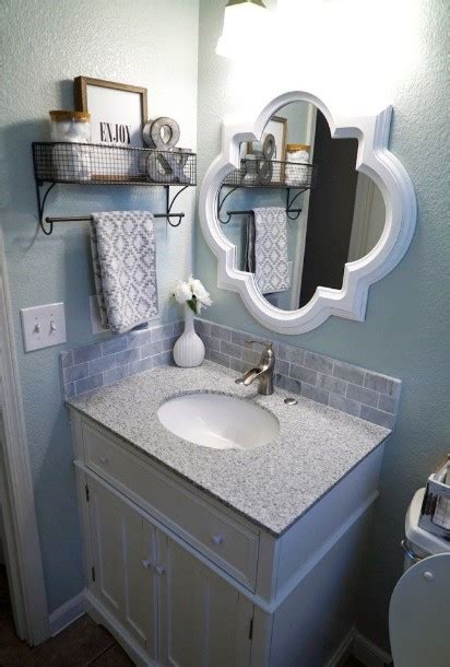 If your bathroom has a spot on the wall that isn't getting much use, consider installing some sturdy shelves where you can. 50 Half Bathroom Ideas That Will Impress Your Guests And ...