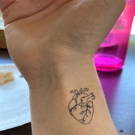 Anatomical Heart Outline Temporary Tattoo Set Of 3 Small Tattoos