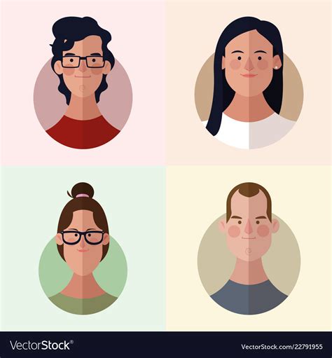 People Faces Cartoon Royalty Free Vector Image