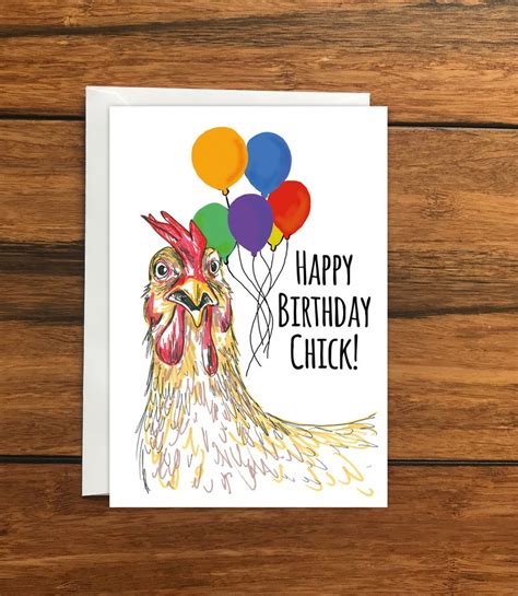 Happy Birthday Chick Chicken Greeting Card A6 Etsy