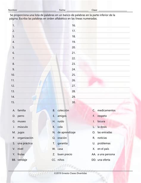 Common Nouns 2 Alphabetical Order I Spanish Worksheet Teaching Resources