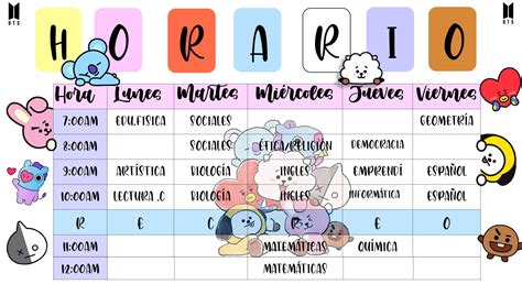 Horario Clases Bt21 Words Word Search Puzzle Jungkook
