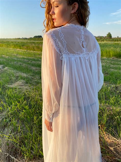 True Vintage Wedding Organza Sheer Nightgown Etsy