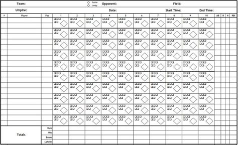 Printable Pdf Baseball Scorecard Lineup Count Sheets Baseball Scores