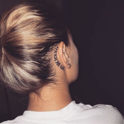 Behind ear tattoos | Behind ear tattoos, Ear tattoos for women, Behind the ear tattoos