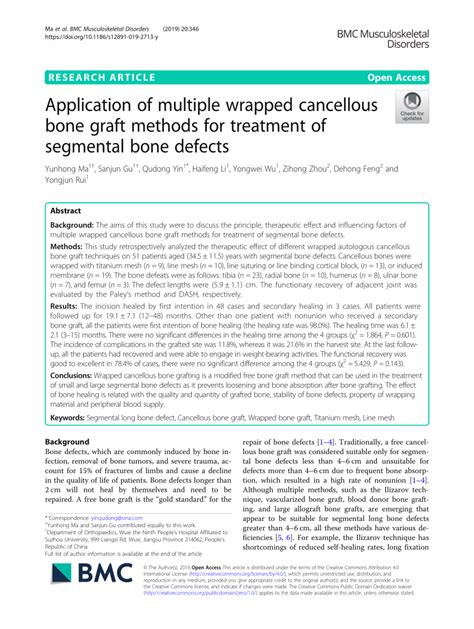 Pdf Application Of Multiple Wrapped Cancellous Bone Graft Methods For