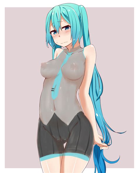 Rule 34 Aqua Eyes Aqua Hair Bodypaint Breasts Censored Female Hatsune Miku Highres Long Hair