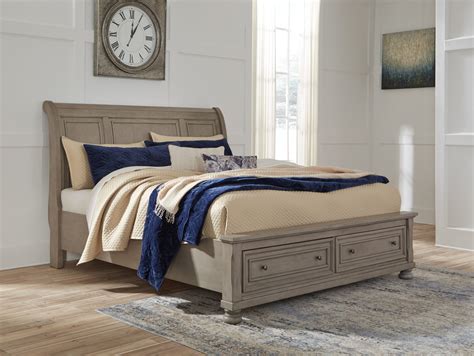 Ashley Furniture Lettner Light Gray King Sleigh Bed With 2