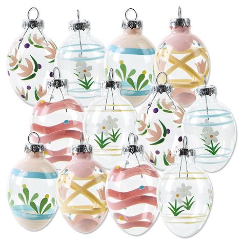 Lillian Vernon Hand Painted Pastel Glass Easter Egg Ornaments Holiday