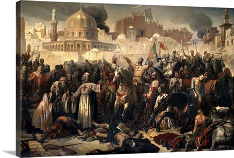 Taking Of Jerusalem By The Crusaders By Emile Signol Wall Art Canvas