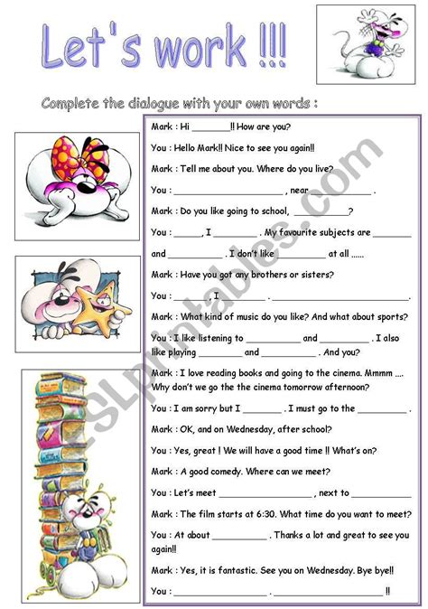 Dialogue Practice Worksheet 4th Grade