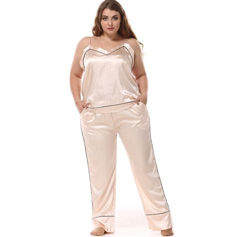 Plus Size L 3xl Women Pajamas Pyjama Set Sexy V Neck Camipants 2pcs Nightwear Rayon Sleepwear