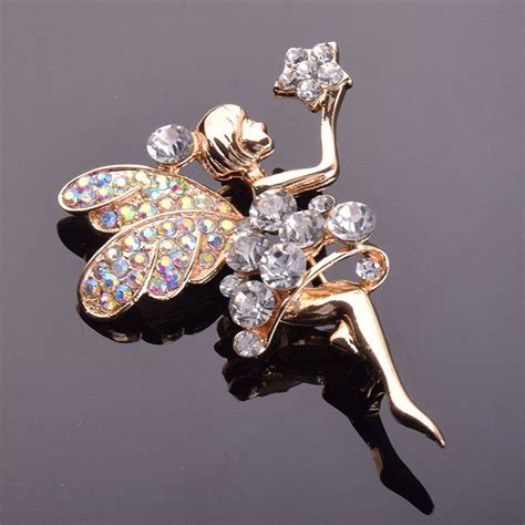 2021 Wholesale Lovely Angel Pins Brooches For Women Jewelry Gold Plated