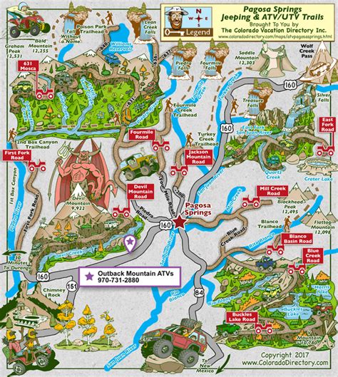 Pagosa Springs Jeeping And Atv Trails Map Colorado Vacation Directory