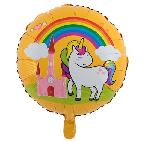 10pcs 18inch Round Rainbow Unicorn Balloons Foil Helium Balloon Globos