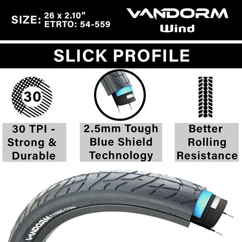 2x Vandorm Puncture Resistant 26 X 210 Wind Mtb Tyres And Schrader