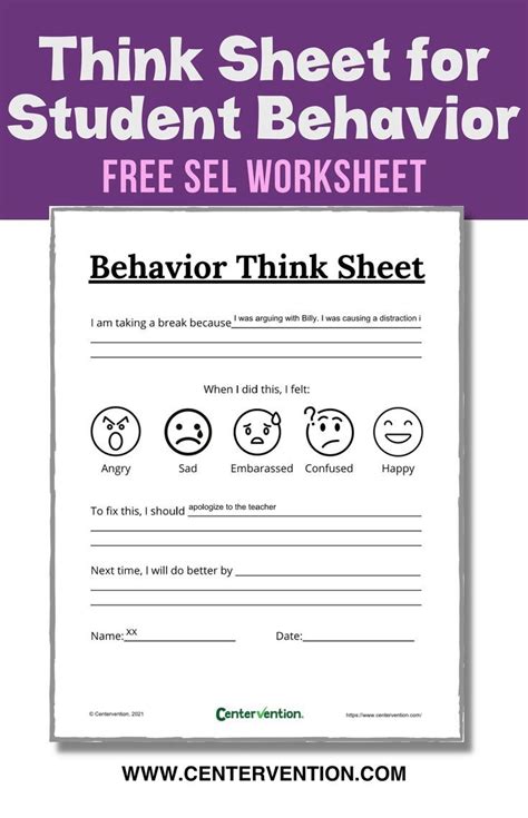 Think Sheet Behavior Reflection Exercise Think Sheet Behavior