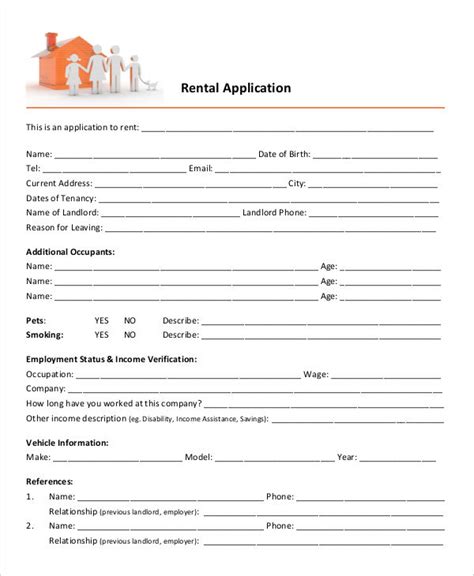 Printable Rental Application Templates Free Premium Templates