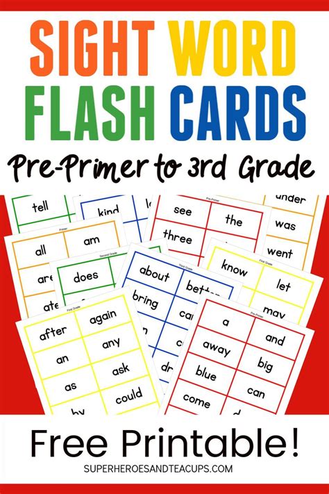 Sight Word Flash Cards Free Printable In 2020 Sight Word Flashcards
