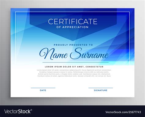 Abstract Blue Award Certificate Design Template Vector Image