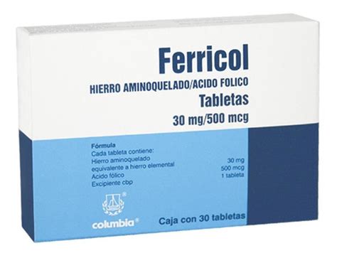 Ferricol 30 Mg 500 Mcg Caja Con 30 Tabletas Mercadolibre