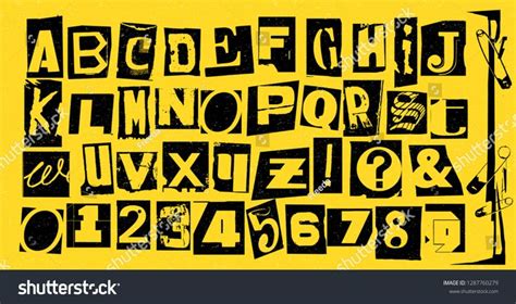 Punk Vector Alphabet Typography Specimen Font Set For Grunge Font Flyers And Posters Design Or
