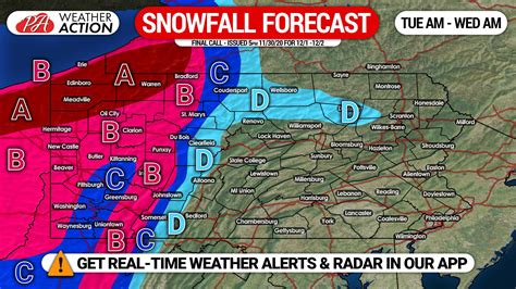 Final Call Snowfall Forecast For Tuesdays Western Pa Snowstorm Pa