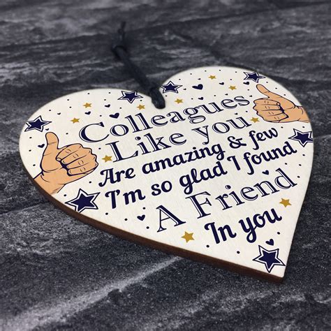 Colleague Thank You Ts Wooden Heart Friendship T Sign Work