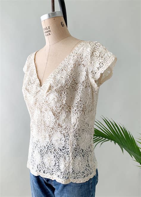 Vintage 1950s Soutache Lace Top Raleigh Vintage