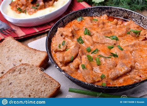 Maybe you would like to learn more about one of these? Pieces Of Meat Stewed In Tomato And Sour Cream Sauce Stock ...