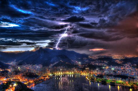 Rio De Janeiro Brazil Night Lightning Wallpapers Hd Desktop And