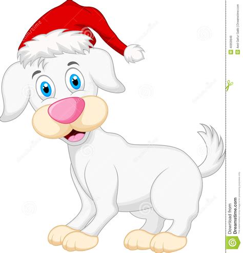 Merry christmas dog cartoon dog. Dog Cartoon With Christmas Hat Stock Vector - Image: 40959949
