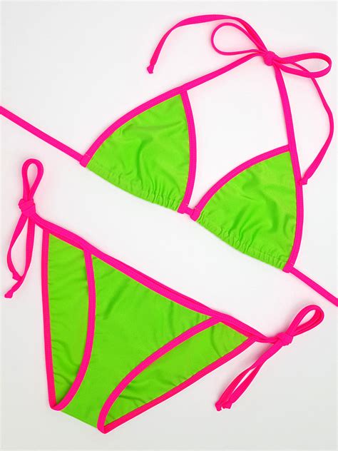 Neon Green With Pink Full Bikini Hunni Bunni