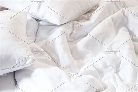 Top View Of White Pillow On Bed Stock Photo Containing Bed And Bedding