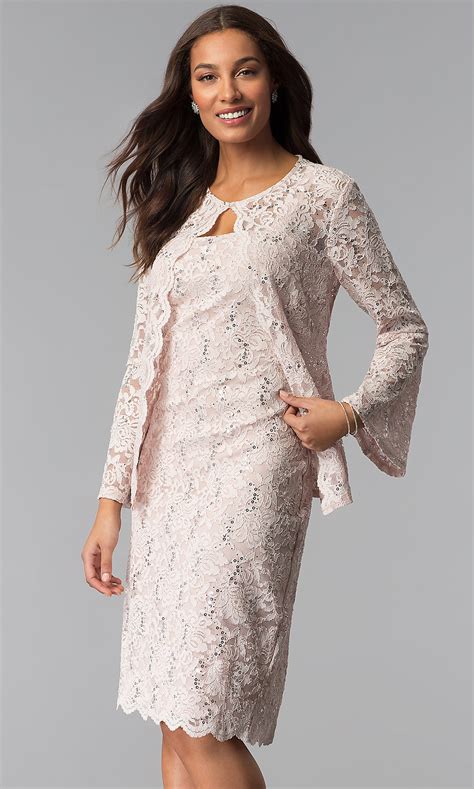 Short Lace Mother Of The Bride Dress With Jacket