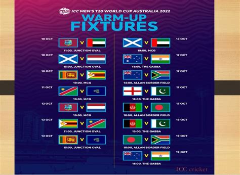 Icc Mens T20 World Cup 2022 Warm Up Match Schedule The Congressional