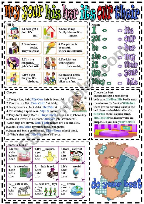 My Your His Her Its Our Their Esl Worksheet By Liliaamalia