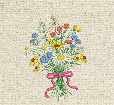 Bouquet Machine Embroidery Design Flower Plant Grass Herb Etsy Uk