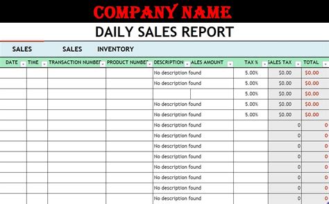 Sales Report Excel Template