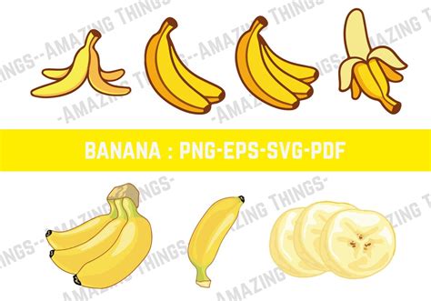 7 Banane Profil Digital Svg Png Pdf Vector Clipart Instant Etsy