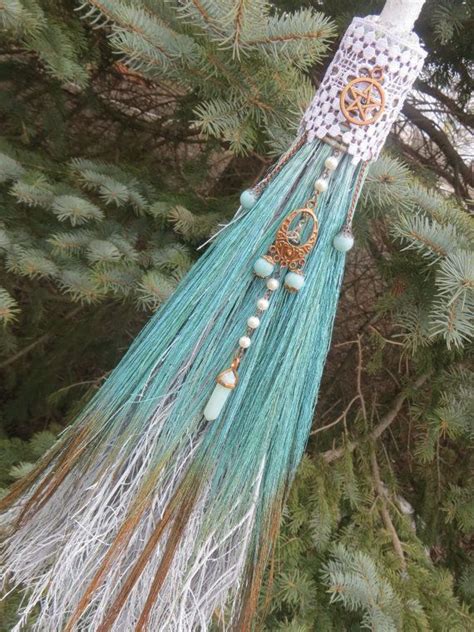 Witchs Protection Broom In Seafoam Green And Copper