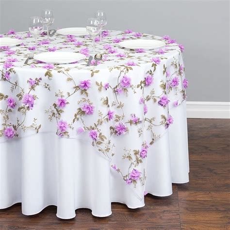 Check Out The Deal On 72 In Square Sheer With Lavender Roses Overlay