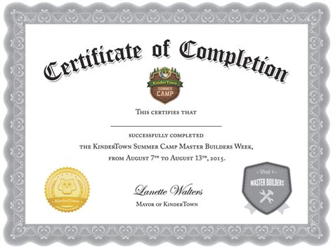 Master Builders Certificate Kindertown