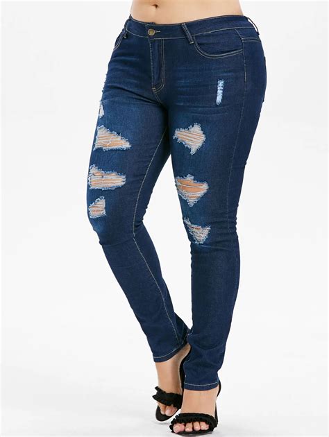 Wipalo Plus Size High Waist Ripped Jeans Women Denim Jeans Autumn