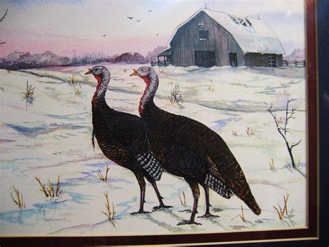 Jerry Bishop Signed And Numbered Barn Yard Art Print Turkeys And
